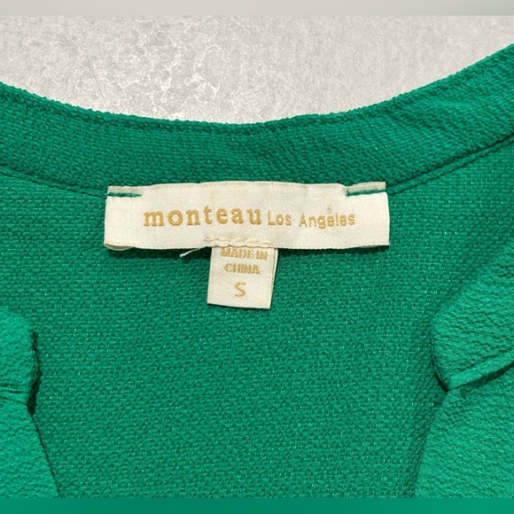 Monteau Los Angeles Kelly Green Ruffle Dress Size Small - Picture 7 of 7